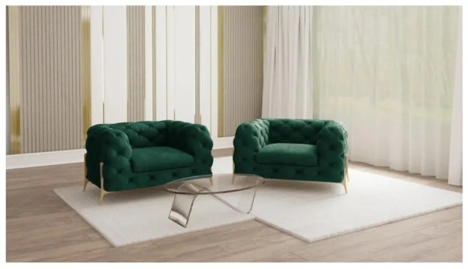 Тъмнозелено кадифено кресло Chelsea Bis – Ropez