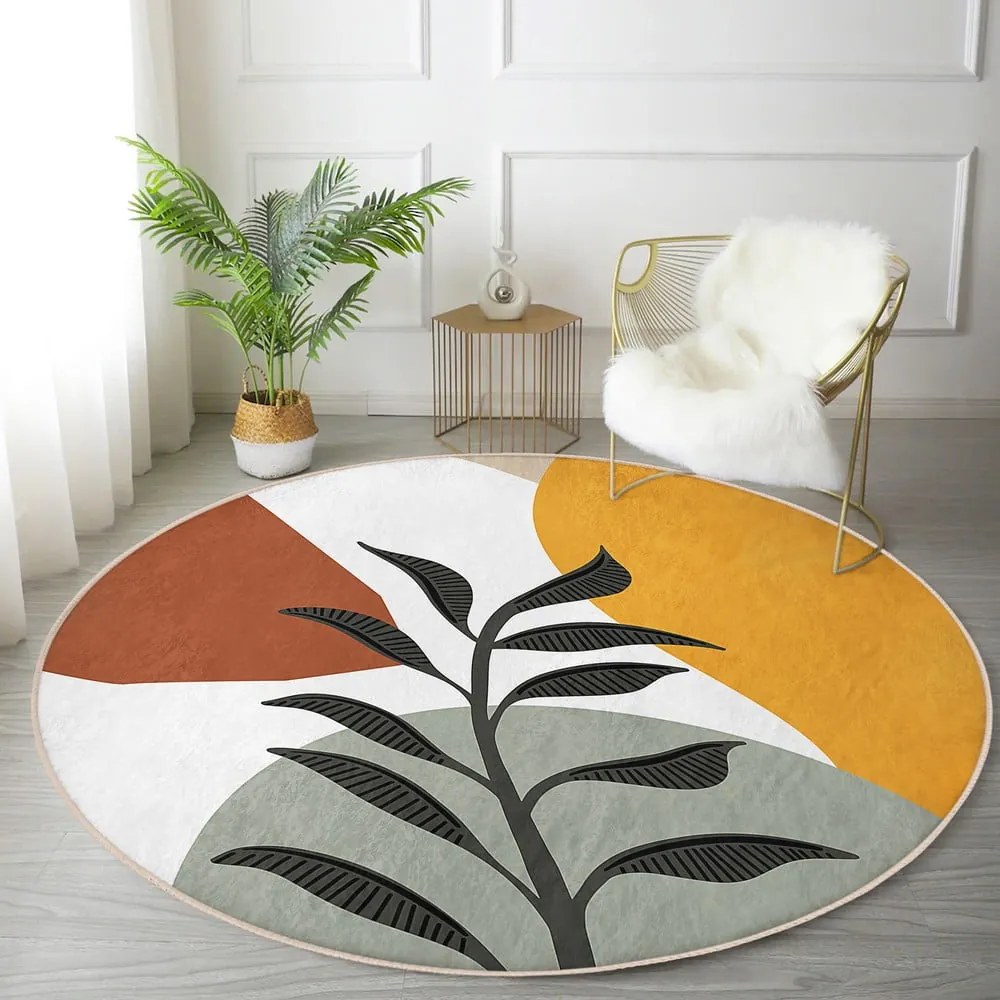 Кръгъл килим подходящ за пране и за прахосмукачки роботи ø 120 cm Comfort – Mila Home