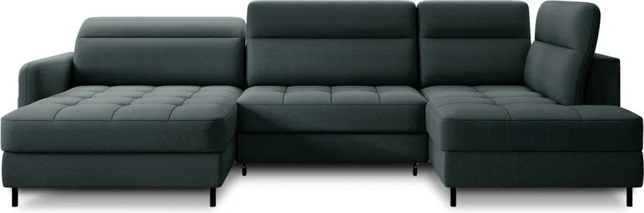 Зелен кадифен разтегателен ъглов диван с място за съхранение (десен ъгъл U форма) Berrto – ELTAP
