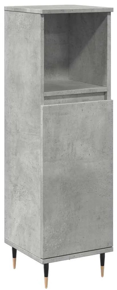 857204 vidaXL Шкаф за баня, бетонно сив, 30x30x100 см, инженерно дърво