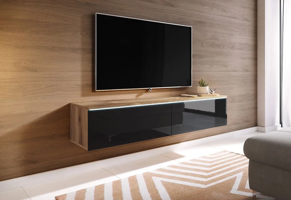 TV шкаф Dalia-Natural-Black Glossy