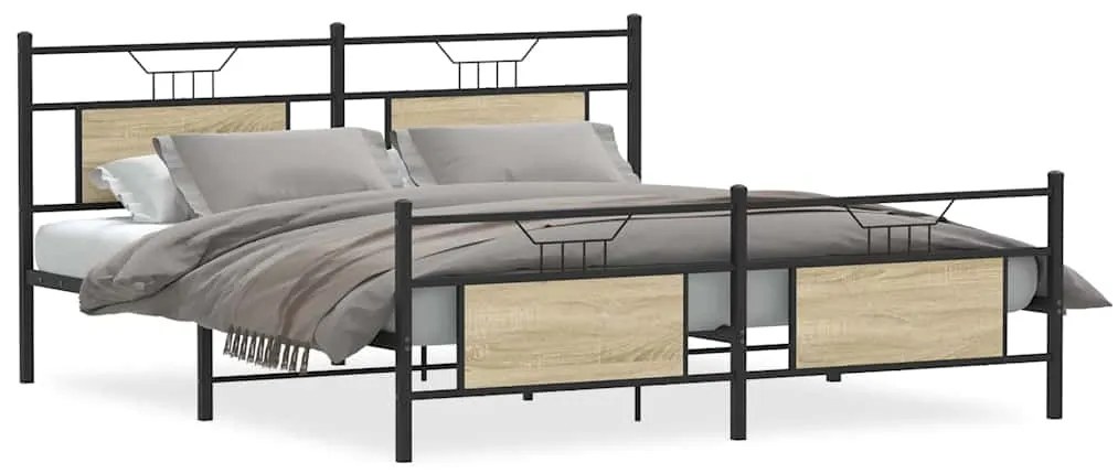 3325098 vidaXL Метална рамка за легло, без матрак, сонома дъб, 180x200 см