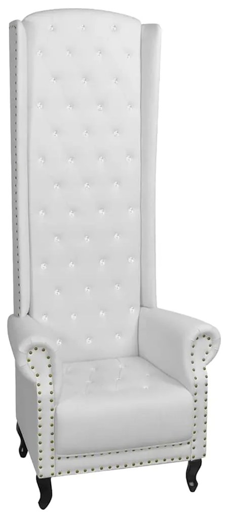 243591 vidaXL Стол с висока облегалка, бял, изкуствена кожа