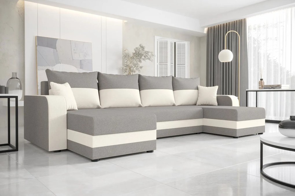 Ъглов диван Dennis U-Gkri anoixto - leuko