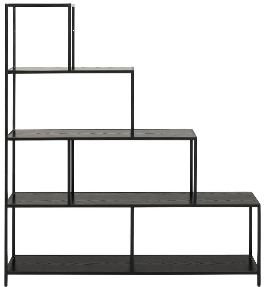 Черна етажерка за книги в декор от ясен 135x150 cm Seaford - Actona