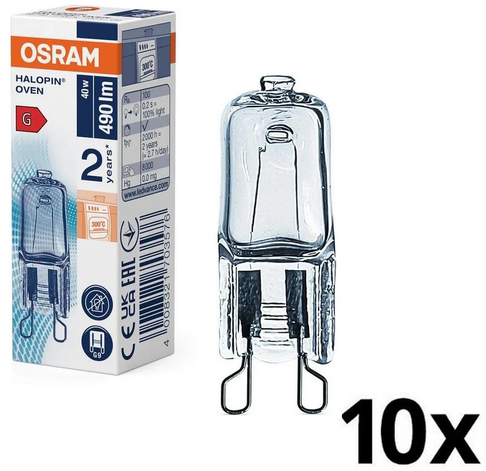 Комплект от 10 крушки за фурна HALOPIN G9/40W/230V 2700K - Osram