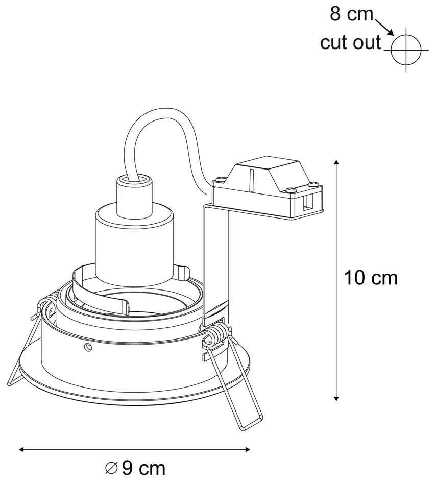 Комплект от 6 модерни вградени спота бежови GU10 50 мм въртящи се и накланящи се - Chuck