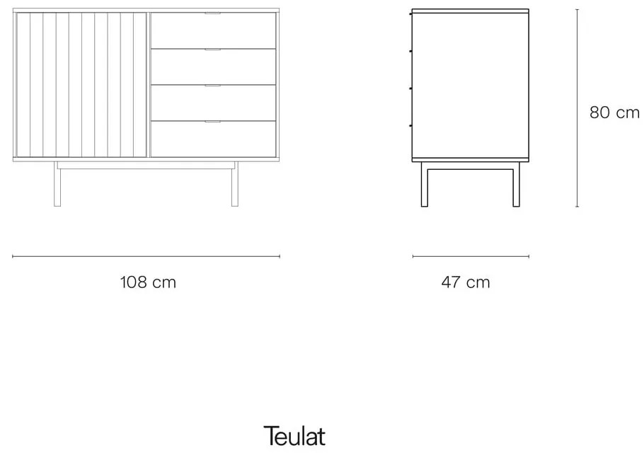 Бял нисък скрин от дъб 108x80 cm Sierra - Teulat