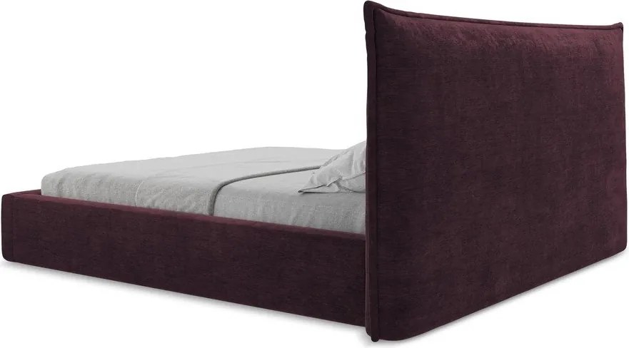 Тъмнолилаво двойно легло 160x200 cm тапицирано с място за съхранение с включена подматрачна рамка Esala – Makamii