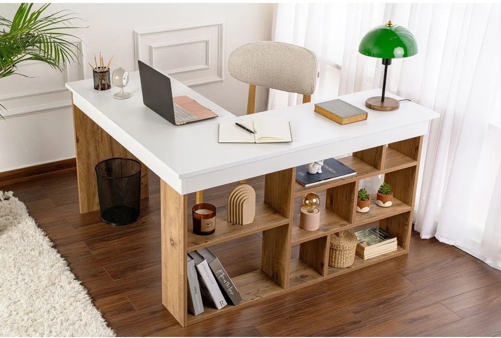 Работна маса от декор от бор 120x130 cm Vesper – Kalune Design