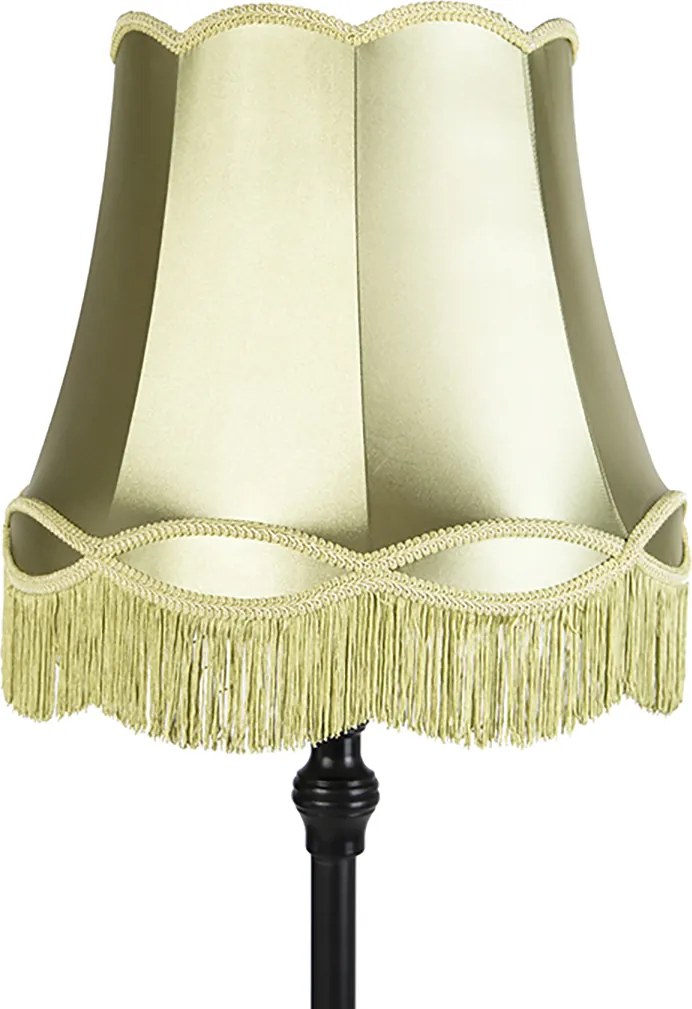 Интелигентна подова лампа черна с абажур Granny зелен с Wifi A60 - Classico