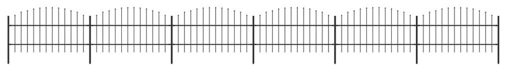 Sonata Градинска ограда с пики, стомана, (0,75-1)x10,2 м, черна