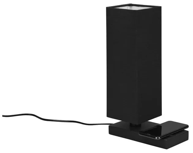 Матовочерна настолна лампа с безжично зарядно устройство (височина 35 см) Haley - Trio