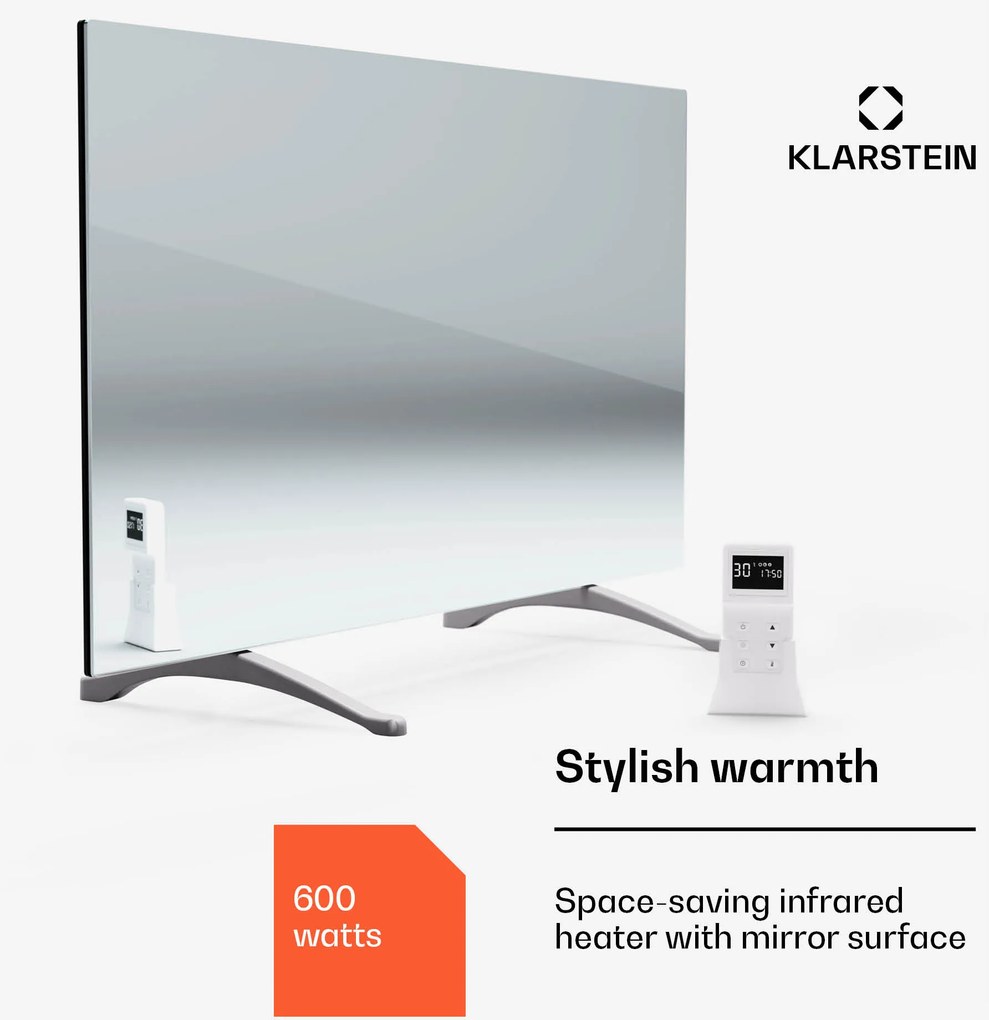 Klarstein Marvel Mirror 600, отоплител, 600 W, седмичен таймер, огледало
