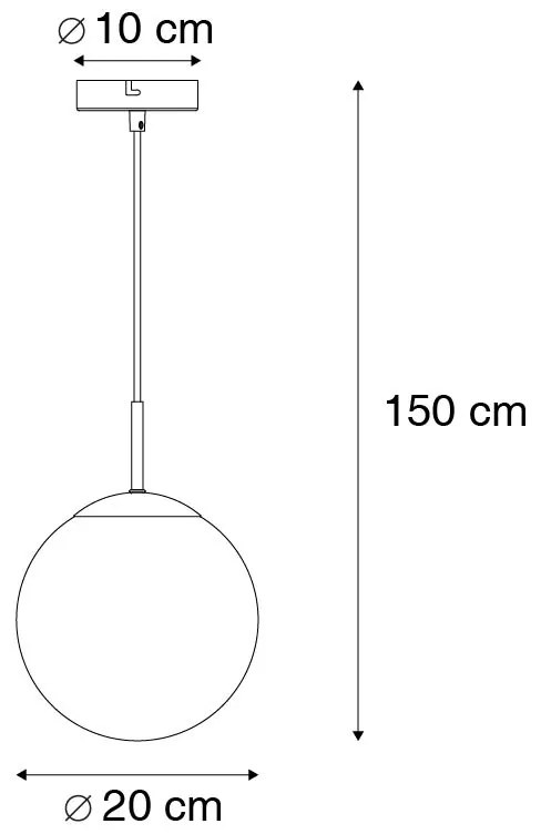 Интелигентна висяща лампа месинг с океанско синьо стъкло 20 см с WiFi ST64 - Pallon