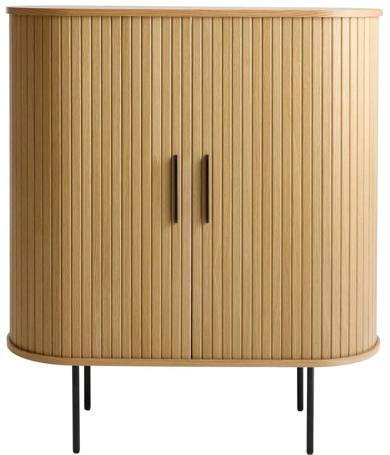 Шкаф за вино от дъбов декор с плъзгащи се врати в естествен цвят 100x118x40 cm Nola – Unique Furniture