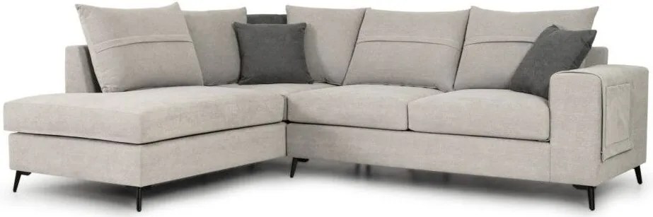 Ъглов диван Hannah-Екру-Ляво