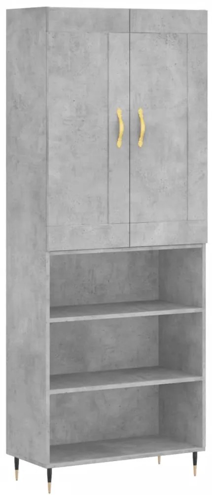 3200053 vidaXL Висок шкаф, бетонно сив, 69,5x34x180 см, инженерно дърво