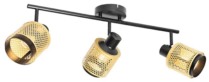 Индустриален прожектор черен със злато 3-светлина - Kayden