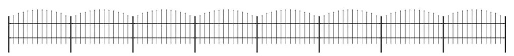 Sonata Градинска ограда с пики, стомана, (0,75-1)x13,6 м, черна
