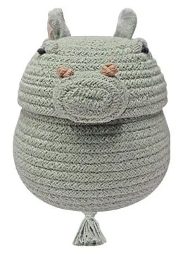 Светлосива текстилна детска кошница за играчки ø 15x15 cm Mini Henry the Hippo – Lorena Canals