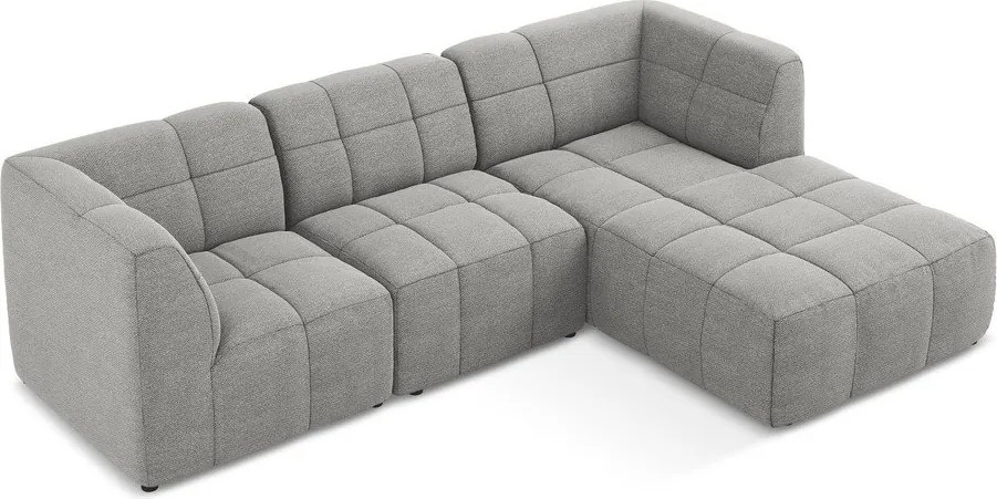 Сив ъглов диван от прежда с примки от букле (десен ъгъл) Aloha – Makamii