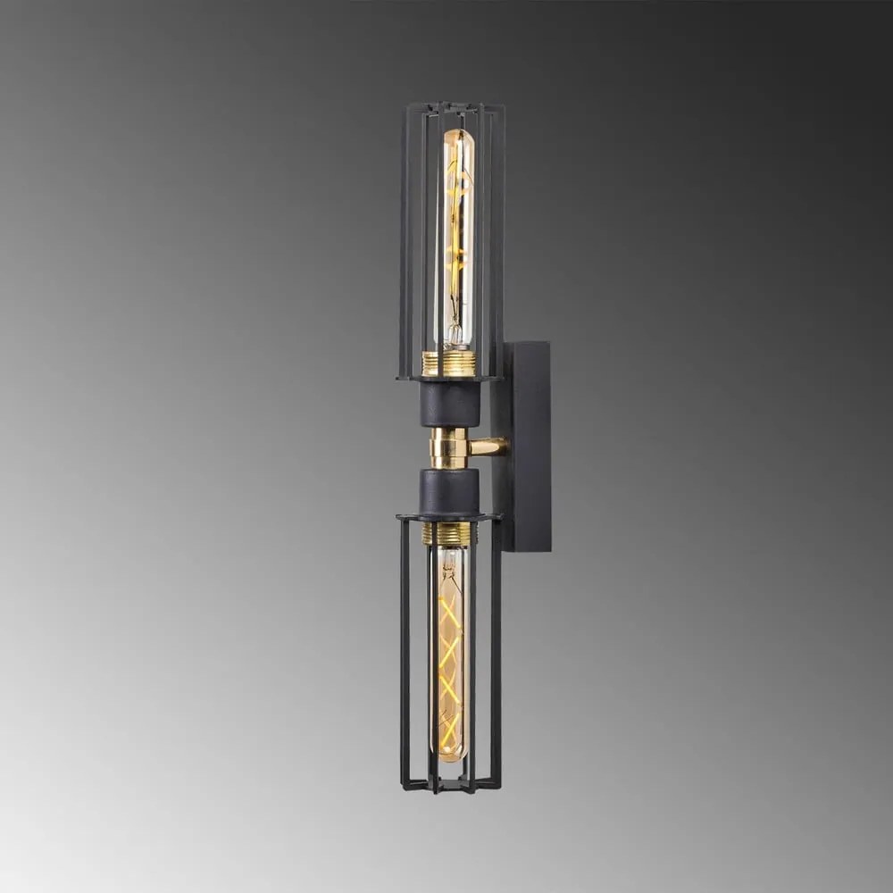 Стенна лампа в черно и златисто ø 8 cm Fellini – Opviq lights