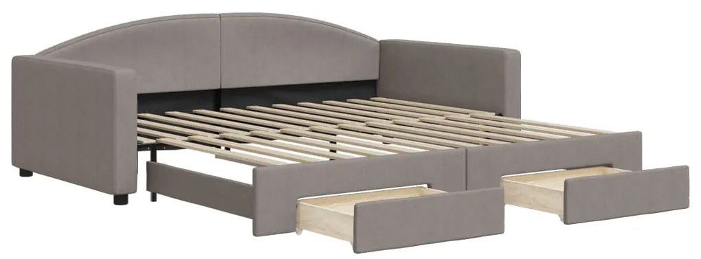 3197232 vidaXL Канапе с изтеглящо легло и чекмеджета таупе 100x200 см плат