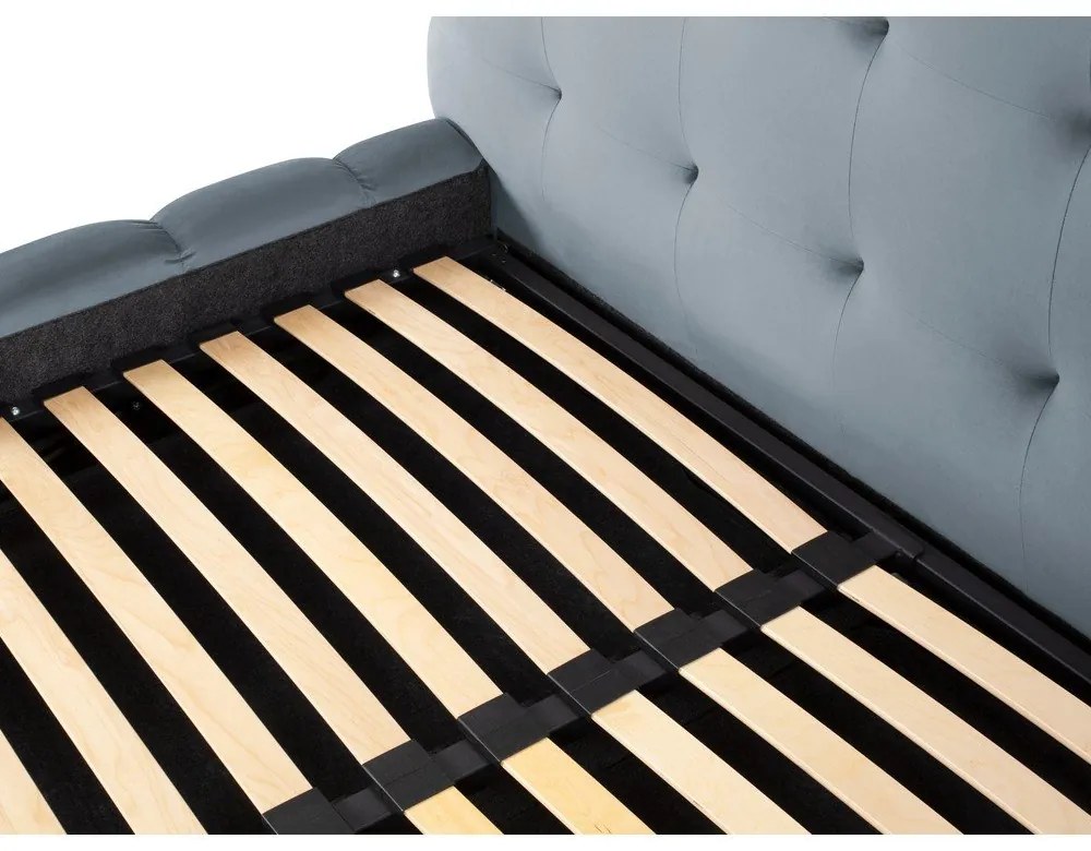 Светлосиньо тапицирано двойно легло с място за съхранение и решетка 140x200 cm Bali - Cosmopolitan Design