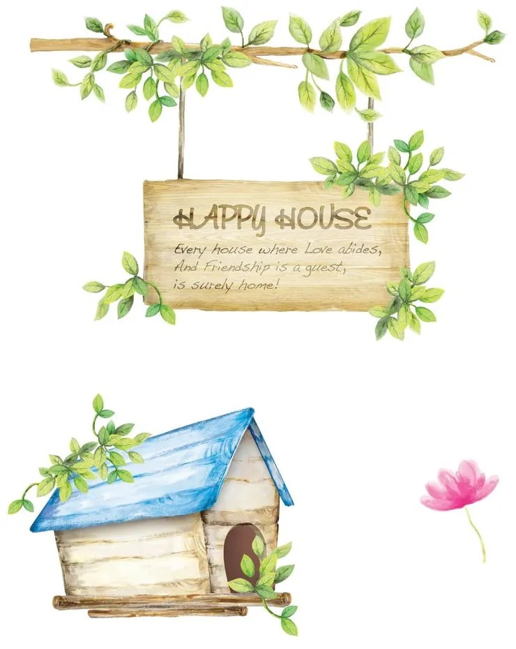 Комплект стикери за стена Happy House, 42x30 cm - Ambiance