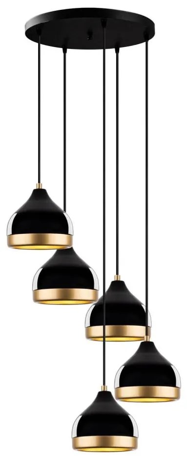 Полилей на кабел YILDO 5xE27/40W/230V черен/златист