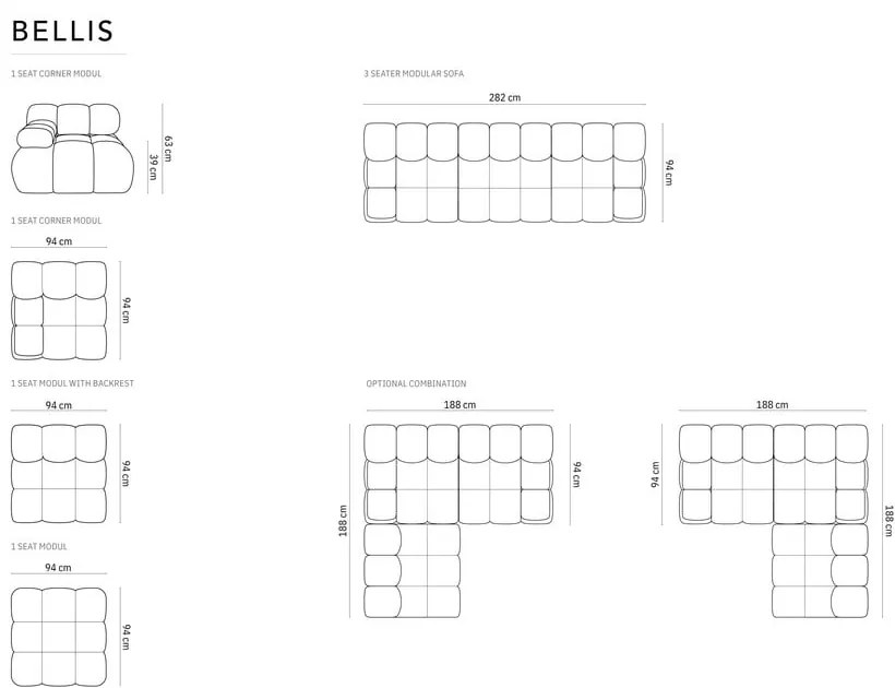 Червен кадифен диван 282 cm Bellis - Micadoni Home