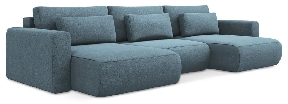 Светлосин разтегателен ъглов диван с място за съхранение (U форма) Kapua – Makamii
