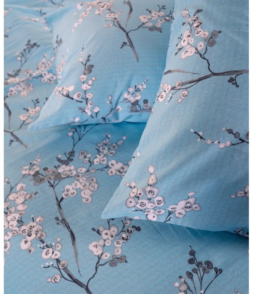 Синьо единично спално бельо от памук Renforcé 140x200 cm Blue Floral – Mila Home Luxury
