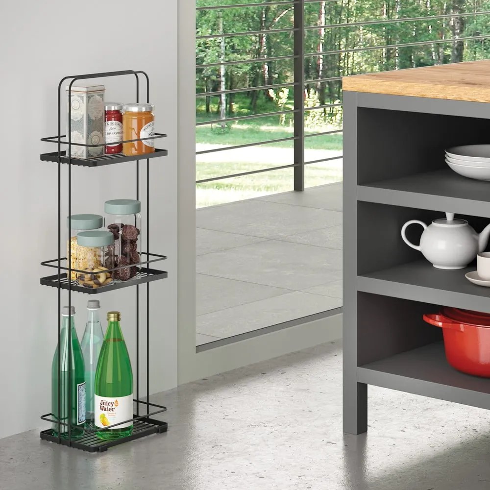 Матово черен стоманен рафт за баня Lava – Metaltex