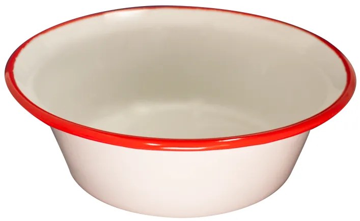 Емайлирана купа конус ф24см крем/червено RETRO-(101C/24 105+105)