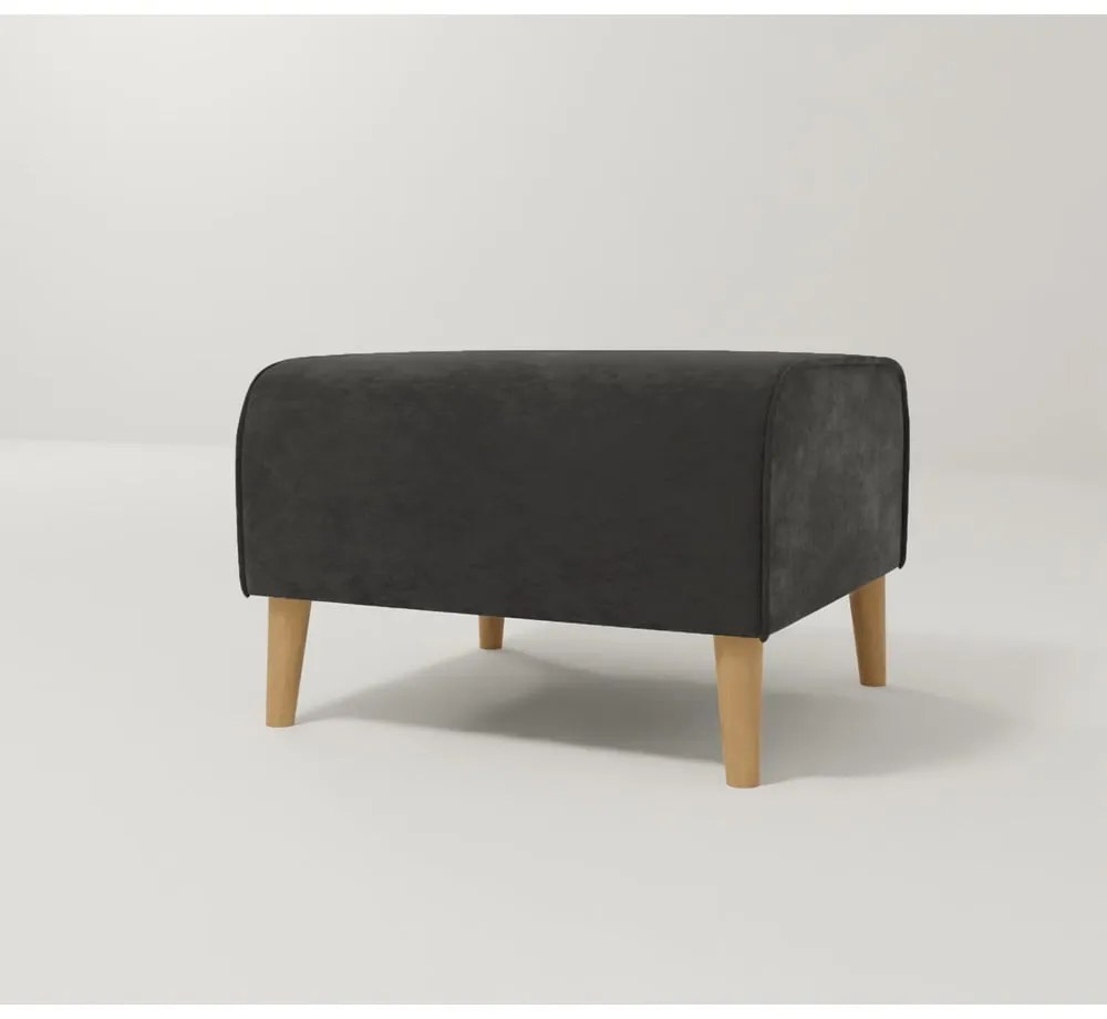 Тъмносиво кадифено столче за крака Carole - Ropez