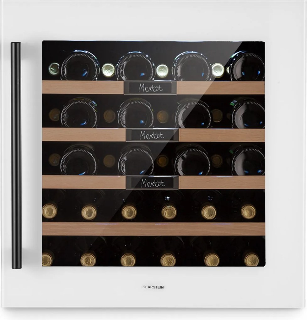 Klarstein Vinsider 36 Built-In Uno, охладител за вино за вграждане, 36 бутилки, 92 литра, неръждаема стомана