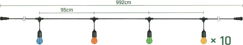 Черна гирлянда за открито WOJ+14342