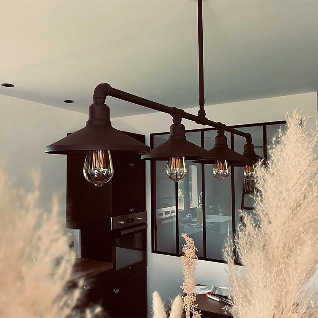 Интелигентна висяща лампа черна 4-светлина с Wi-Fi ST64 - Laser