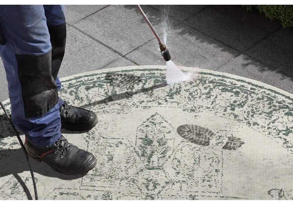 Зелен и кремав килим за открито, ø 140 cm Borbon - NORTHRUGS