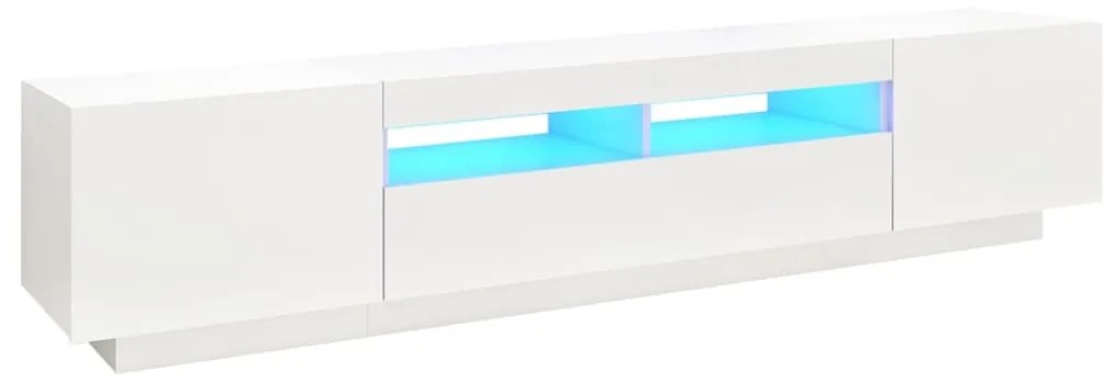 3081906 vidaXL ТВ шкаф с LED осветление, бял, 200x35x40 см