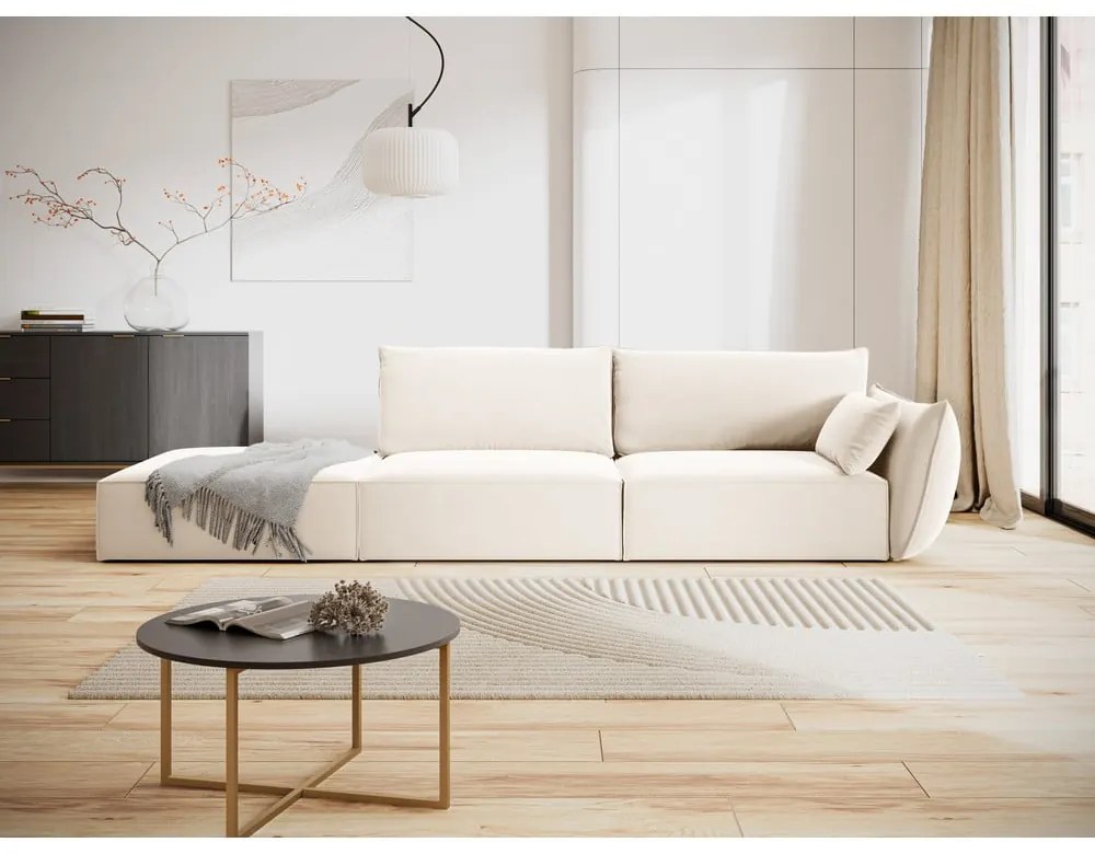 Бежов кадифен диван десен ъгъл 264 cm Vanda – Mazzini Sofas