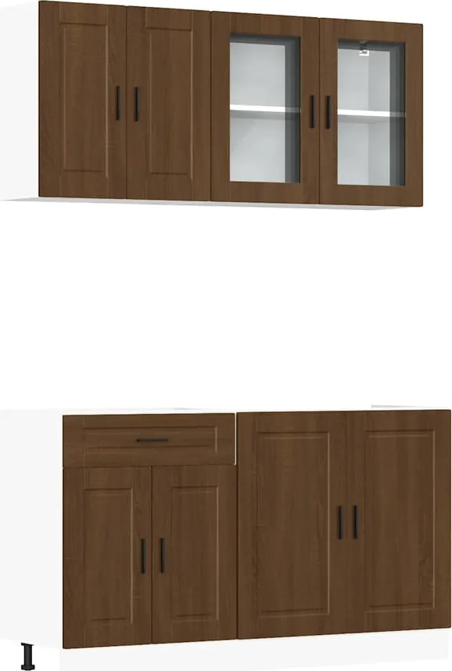 3314878 vidaXL Комплект кухненски шкафове от 4 части "Porto", кафяв дъб, инженерна дървесина