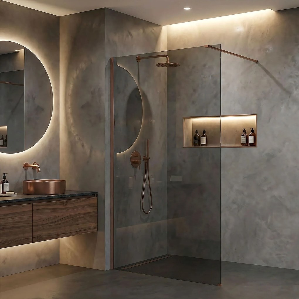 Параван за душ Rea Flexi Grey / Brush Copper 130