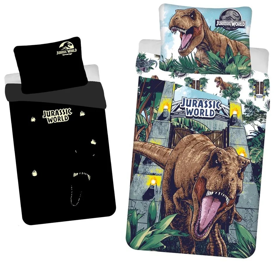Детско памучно спално бельо със светещ ефект, 140 x 200 cm Jurský Svět - Jerry Fabrics