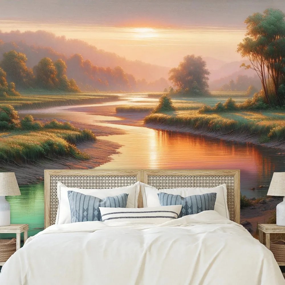 Самозалепващ тапет – Залез над спокойна река