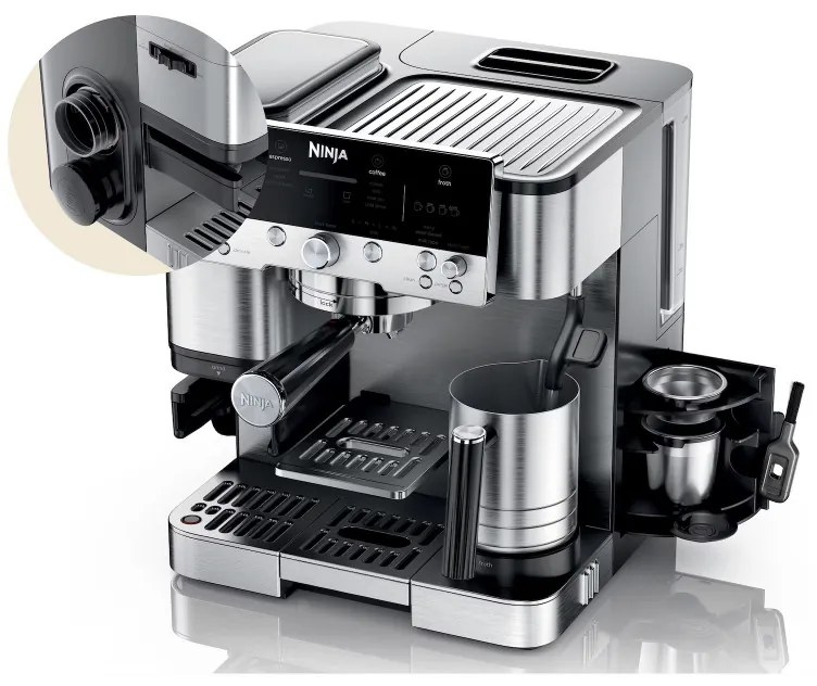 Кафеавтомат 3в1 Ninja Luxe Café Premier ES601EU, 1650W, 15 bar, 2 л, Barista Assist, Режим гореща вода, 4 режима, 3 темп. настройки, Инокс/черен