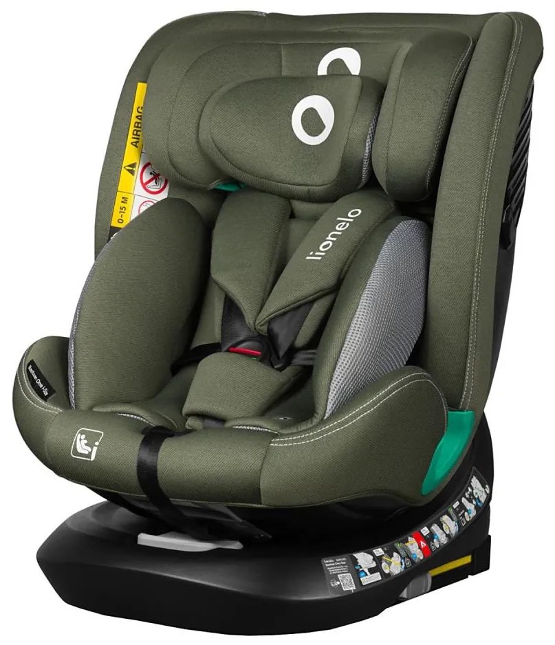 Lionelo - Въртящо се автокресло с база BASTIAAN ONE i-Size 40-150 см маслинено-зелен