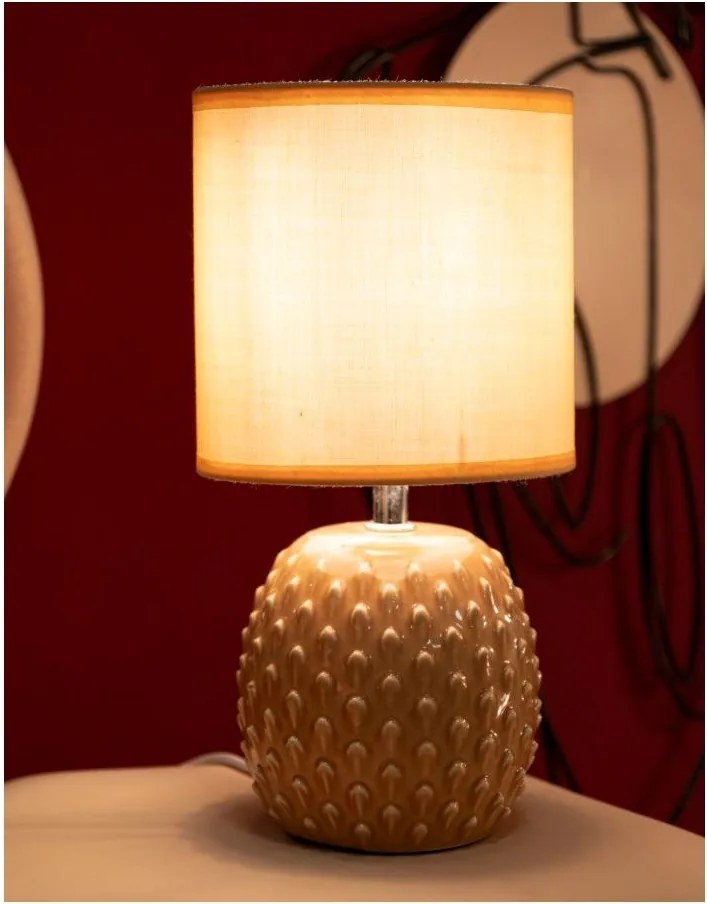 Прасковена керамична настолна лампа с текстилен абажур (височина 27 cm) Pontus – Mauro Ferretti